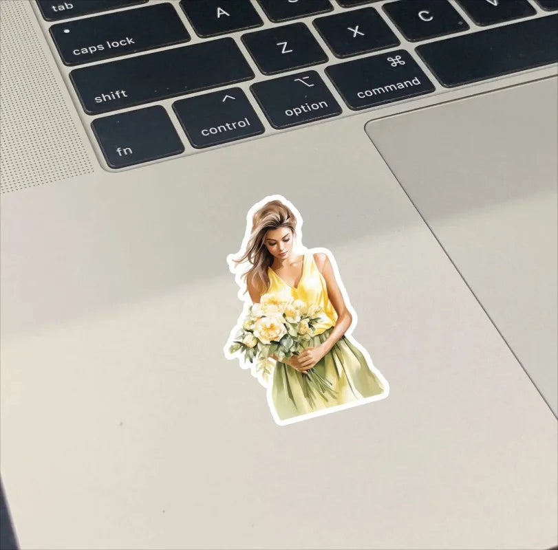 Fantasy Yellow Watercolor Summer Long Skirt Girl Stickers Cute Crafts Scrapbooking  Planner Journal  Stationery Planner Kawaii