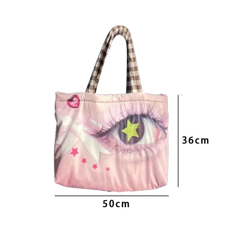 Brand Portrait Print Tote Bag Large Capacity Top-handle Shopper Bag Fashion Pvc Kraft Paper Shoulderbag Waterproof Pouch Storage