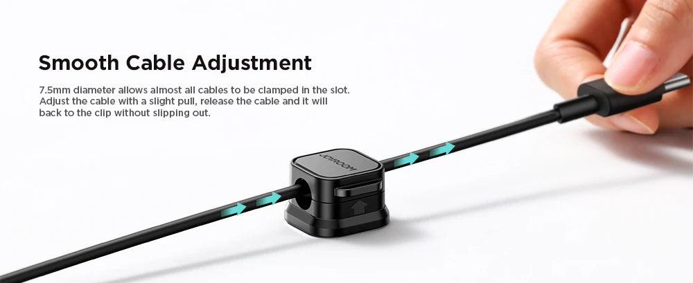 Joyroom Magnetic Cable Clips Cable Smooth Adjustable Cord Holder Cable Management Wire Keeper Under Desk Cable Organizer Holder