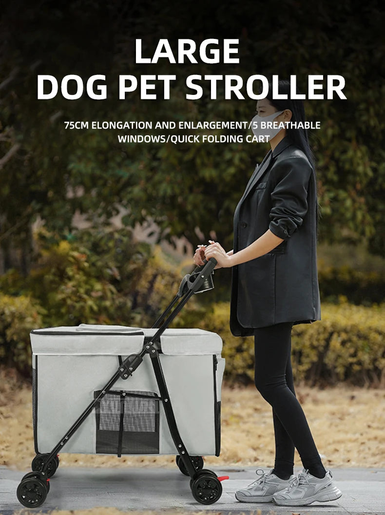 Foldable Outdoor pet travel cart Portable Pet strollers for medium and large dogs cats