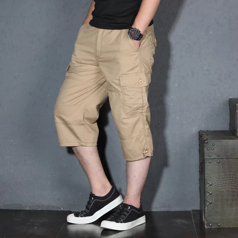 MRMT 2026 Brand Mens Capri Pants with Multiple Pockets Cargo Pants Casual Middle-aged Men Shorts Pant for Male Man Cropped Pants