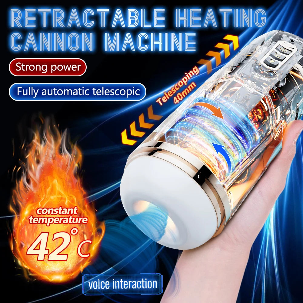 Automatic Male Masturbator Telescopic Vibrator Heating Sexy Voice Suction Cup Electric Pocket Pussy Sex Toys For Men
