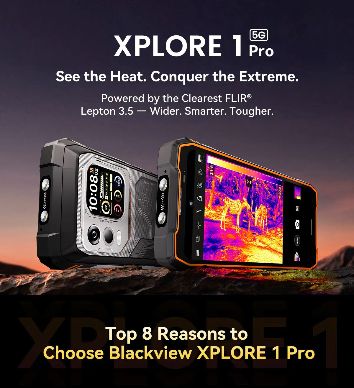 Blackview XPLORE 1 Pro 5G Thermal Imaging Rugged Phone with 6.78" 120Hz Main & 2.01" Secondary Display 20000mAh & 170LM Flashlight