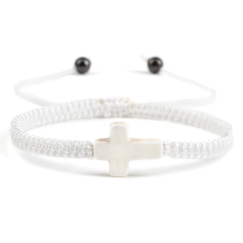 Hand Woven Jesus Cross Bracelet For Men Women Red Black Thread Braided Lucky Bracelet Fashion Couple Bracelet Friendship Jewelry