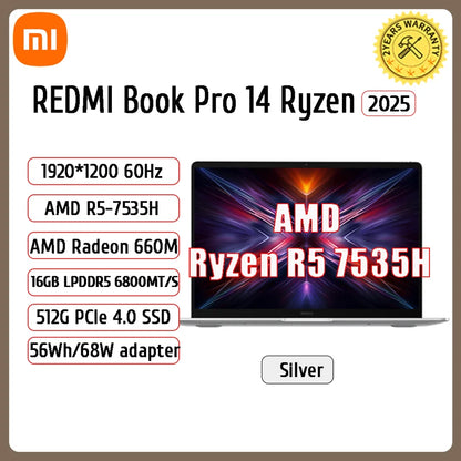 Xiaomi Laptop REDMI Book 14 /REDMI Book 16 R5-7535H/R7-7735H 16G 512G SSD Thin Notebook Game Office Design Laptop