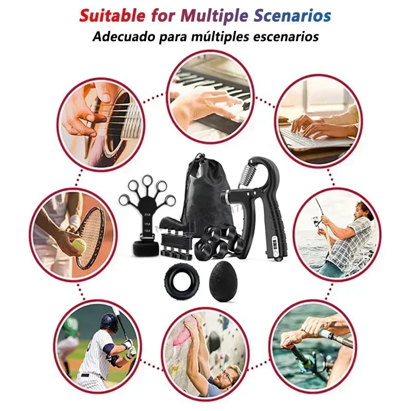 iLMH 5-60Kg Adjustable Grip Strength Trainer with Finger Exerciser Hand Grip Strengthener for Muscle Building and Injury Recover