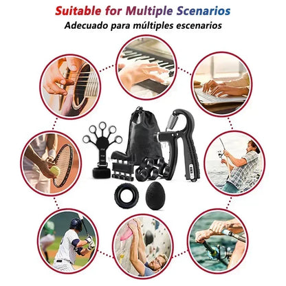 iLMH 5-60Kg Adjustable Grip Strength Trainer with Finger Exerciser Hand Grip Strengthener for Muscle Building and Injury Recover
