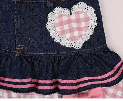 Kawaii Girls Lolita Skirts Japanese Women Harajuku Ball Gown Denim Skater Y2K High Waist Lace Cake Skirts Versatile Puffy Skirts