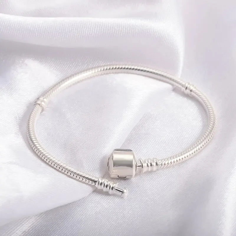 Handmade Original Fine Jewelry 925 Silver Charm Bracelet Soft Smooth Snake Bone Bracelets for Women