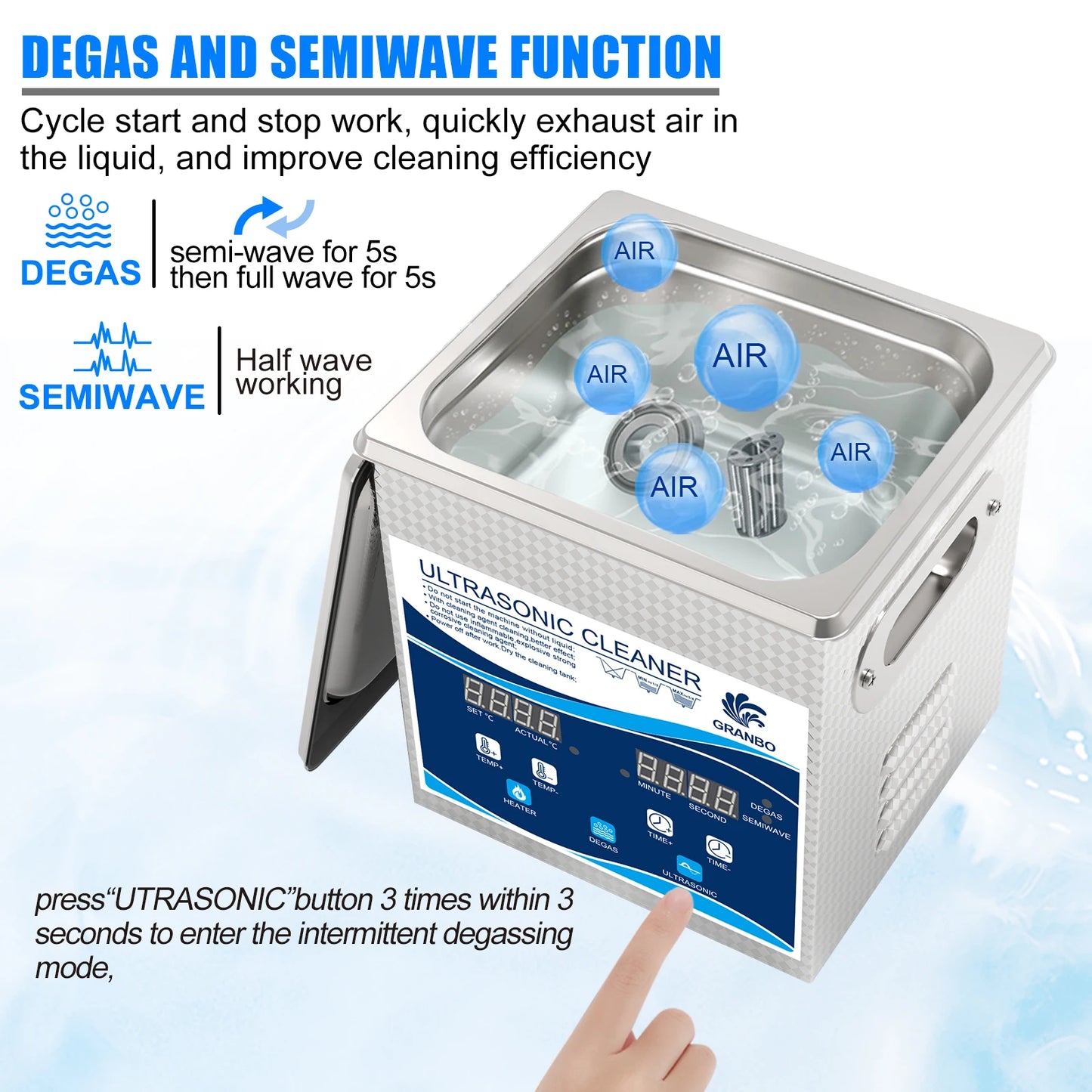 Ultrasonic Cleaner Glass Jewelry Watch Tools 1L 40KHz Ultrasonic Cleaning Machine 60W 120W Ultrasound Bath Degas Semiwave