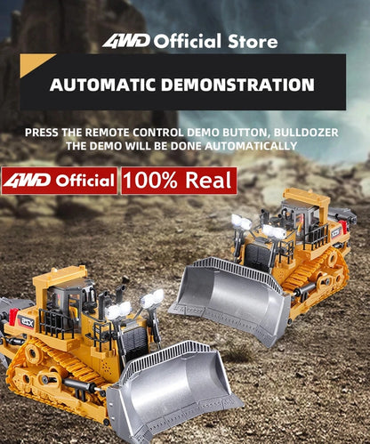 4WD Remote Control Excavator 4x4 Alloy Dump Truck Bulldozer Radio Model RC Car Construction Vehicle with Lights Sound Toy Gift