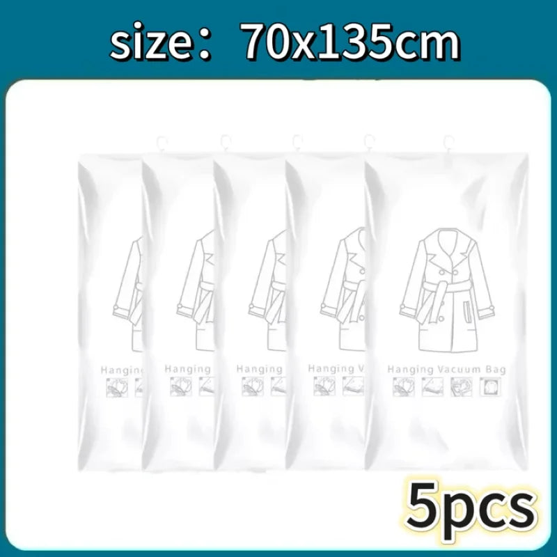 Hanging Vacuum Storage Bags Space Saver Bags Vacuum Seal Storage Bag for Suits Dress Coats Jackets Closet Organizer and Storage