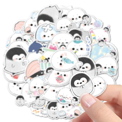 40pcs Cartoon Seal Penguin Stickers Can Be Used To Decorate Luggage Mirrors, Cabinets, Car Water Bottles, Etc., Self-Pasting