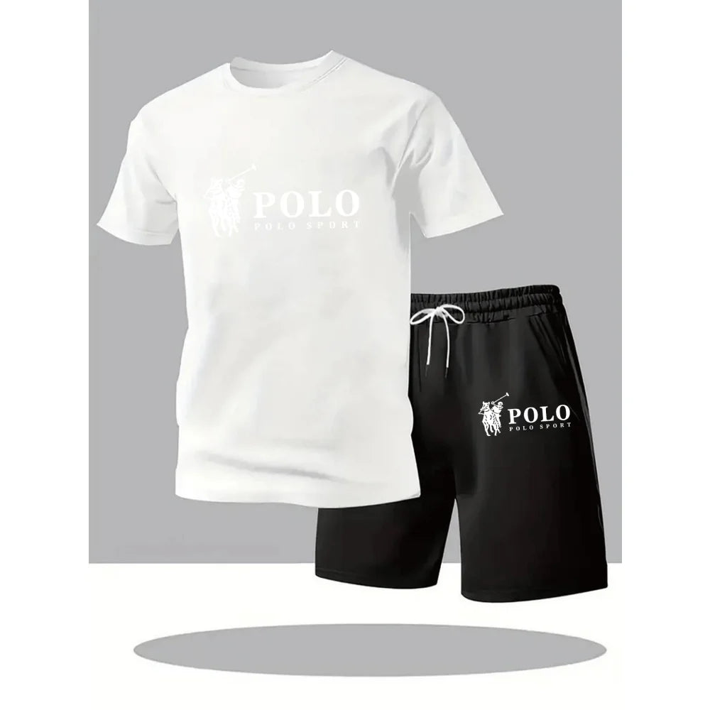 2026 Summer Men's Set Urban Casual Fashion T-shirt and Shorts High Quality Crew Neck Short Sleeve Outfits Male Daily Sportswear