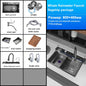 Household Waterfall Digital Display Kitchen Sink Stainless Steel Multifunction Wash Dish and Vegetables Basin Large Single Slot