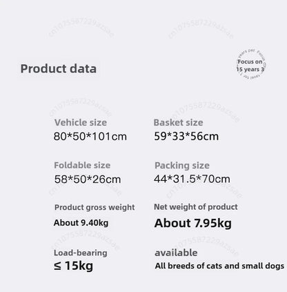 Lightweight Pet Stroller Dog-specific Travel Stroller Foldable High-view Pet Stroller Large Space Removable Carry Basket Cat Car