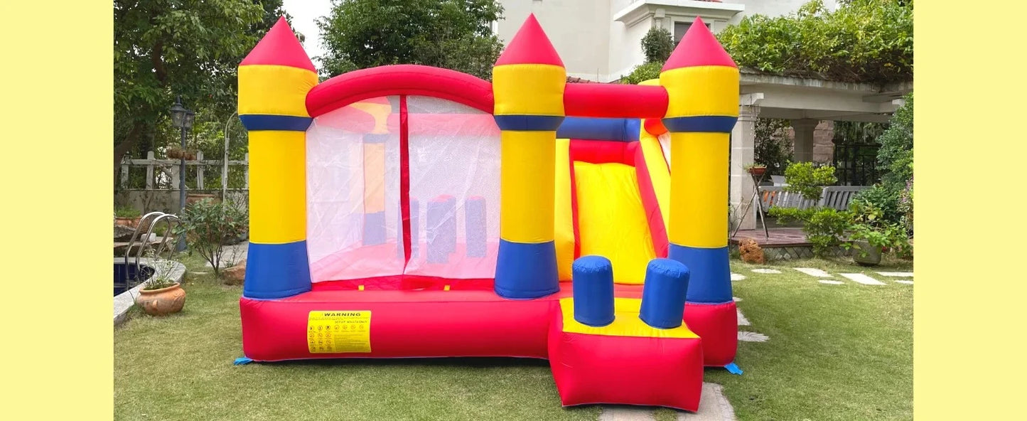 KF Bounce House with Slide Commercial Bouncy Castle for Age 8-12 Inflatable Bounce House with Blower for Outdoor Party