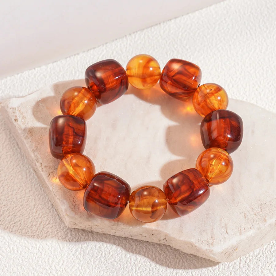 Acrylic Irregular Square Round Beaded Bracelet Bangle for Women Imitation Stone Chain Bracelet Hand Accessories Couple Gifts K