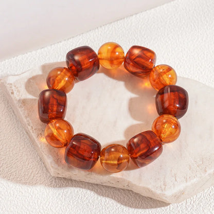 Acrylic Irregular Square Round Beaded Bracelet Bangle for Women Imitation Stone Chain Bracelet Hand Accessories Couple Gifts K