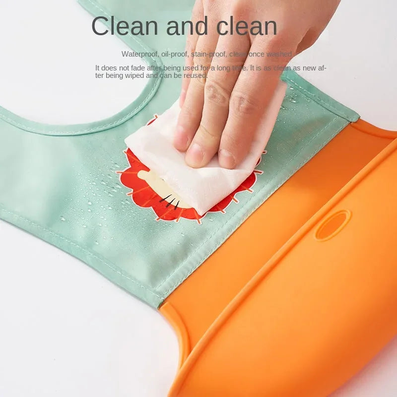 Kids Soft Waterproof Baby Silicone Bibs Cute Cartoon Printed Adjustable Girl Boy Children Lunch Newborn Feeding Stuff Bib Scarf