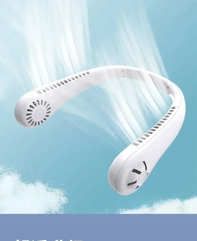 Portable Bladeless Neck Fan 3 Speed Adjustable Rechargeable Air Cooler Mini Hanging Neck Fan Long Battery Life for Summer Outdoo