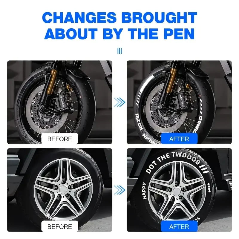 Ifubo White Car Touch Up Paint Pen, Quick Scratch Repair Tool For Auto Surface, Waterproof DIY Tire Marker Pen