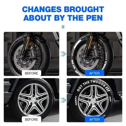 Ifubo White Car Touch Up Paint Pen, Quick Scratch Repair Tool For Auto Surface, Waterproof DIY Tire Marker Pen