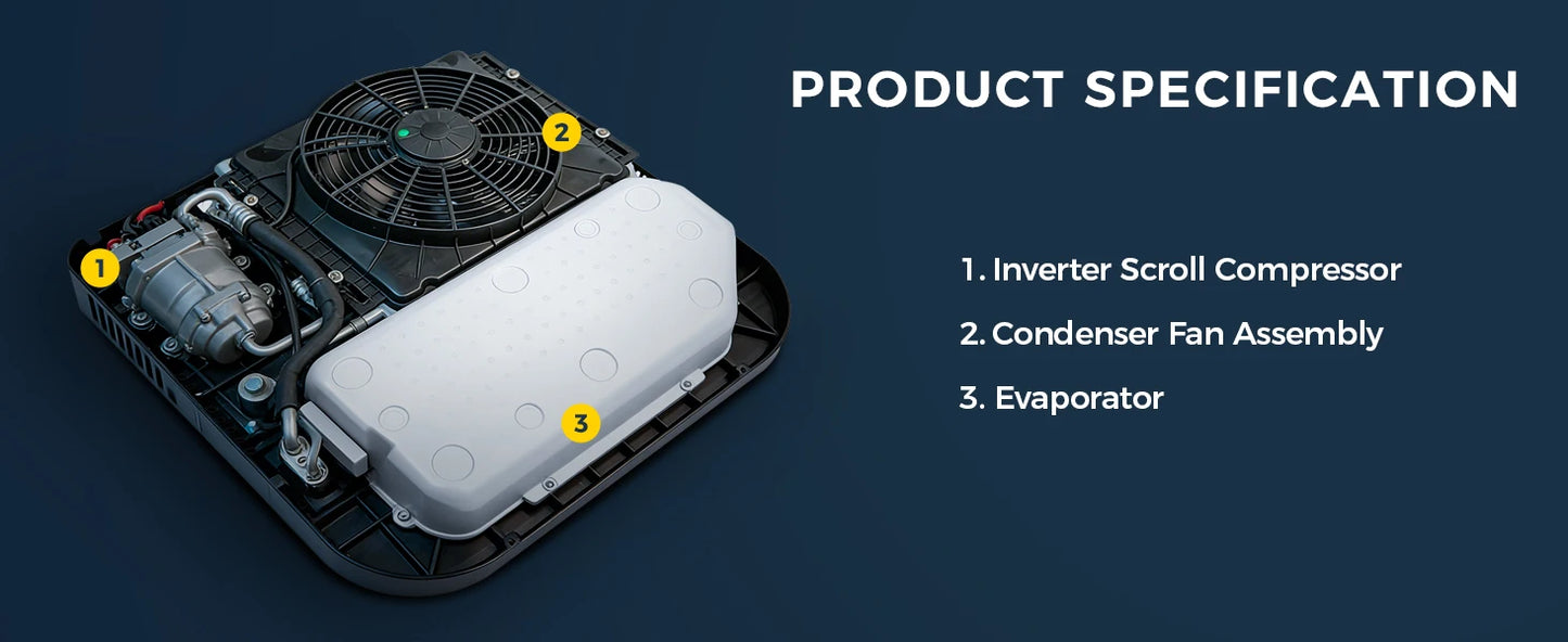 Sunster 12V/24V Fast Cooling Roof Air Conditioner Energy Conservation Rooftop Parking Air Conditioner For RV Truck Camper Van Caravans Motor Portable Air Conditioner