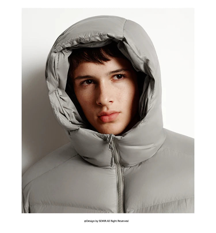 Semir Down Jacket Men Loose Hooded Puffer Three-Resistant Outerwear Heat-Generating Anti-Static 2026 New Winter Men's Wear