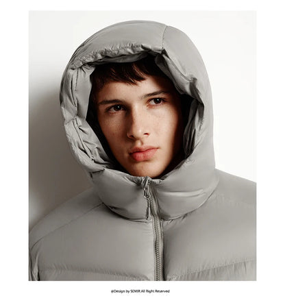 Semir Down Jacket Men Loose Hooded Puffer Three-Resistant Outerwear Heat-Generating Anti-Static 2026 New Winter Men's Wear