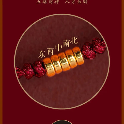 Hand Braided Red Rope Bracelet Copper Lucky Bead Hand Rope Couple Bracelet Simple Buckle Ethnic Original Female Accessory