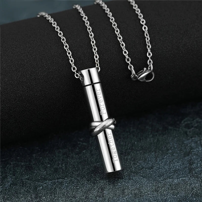 Cremation Necklace - Stainless Steel Ashes Pendant for Human Ash, Memorial Urn Jewelry Keepsake