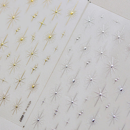 Gold Silver Starlight Laser Pink Colorful Glitter Star Bronzing Rhinestones Relief Nail Art Decorations Stickers Manicure Decals
