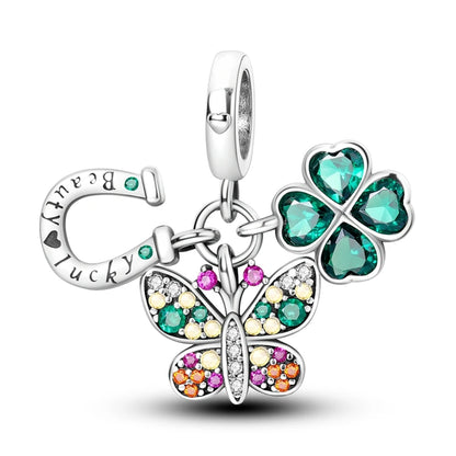 Original 925 Sterling Silver Charm Beads Clover Sunflower Tulip Carnation Pendant For Women Jewelry Fashion Gift