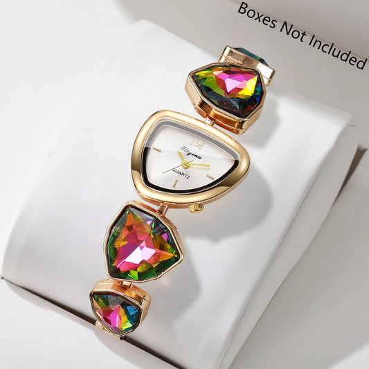 Elegant Rhinestone Bracelet Strap Women Watches Fashion Irregular Dial Ladies Quartz Wristwatch Reloj Mujer (Without Box)