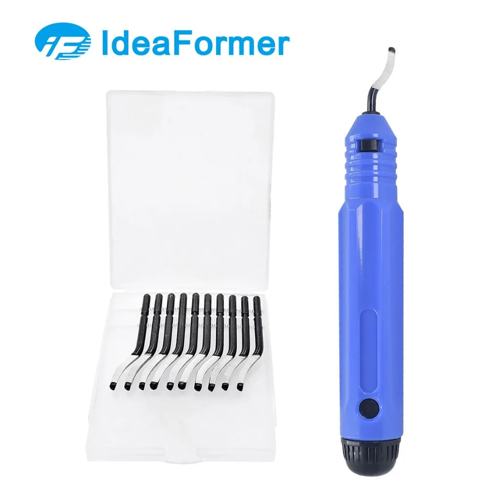 1 Set Fixed Handle Plastic Burr Pocket Knife NB1100 Scraper+10pc BS1010 Blades Trimming Neaten Deburring Head Cutter 3D Tools
