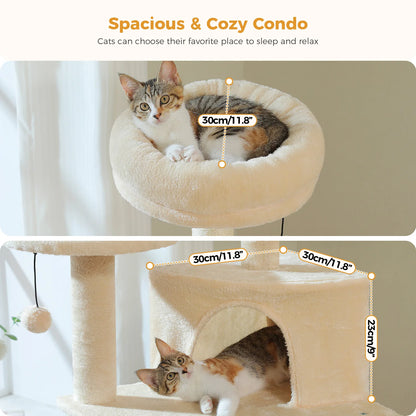 Multi-Level Cat Tree for Indoor Cats Large Cat Tower with Cozy Condo Hammock Sisal Scratching Posts Cat Scratchers Bed Cat Toys