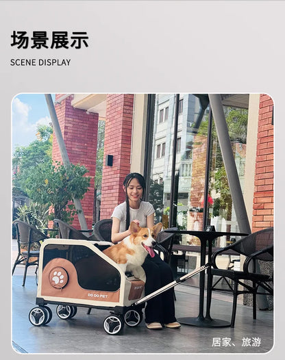 Large Space Foldable Pet Trolley Silent Wheel Pet Travel Box Portable Car Carrier Cage For Small Medium Dogs Cats Outdoor Trip