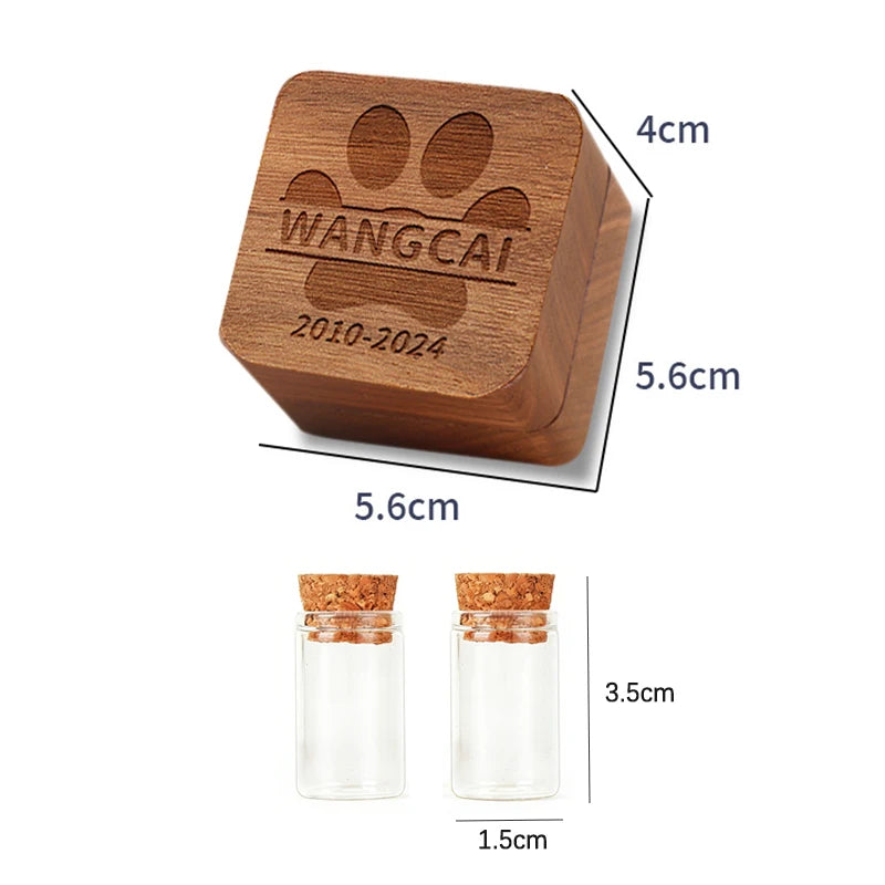 Personalized Pet Hair Memorial Box Custom Engraved Wooden Keepsake Container for Pet Hair Nails Teeth Pet Loss Sympathy Gift