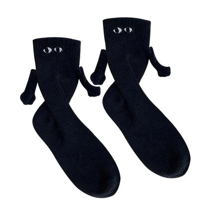 Fashion Magnetic Holding Hands Socks All-match High Elastic Couple Socks For Spring Home Mid Tube Socks Breathable Sports