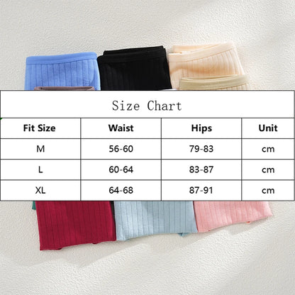 4PCS/SET Women's Cotton Panties Sexy Soft Striped Underpants 12 Solid Color Briefs Female Comfortable Stretch Lingerie M-XL