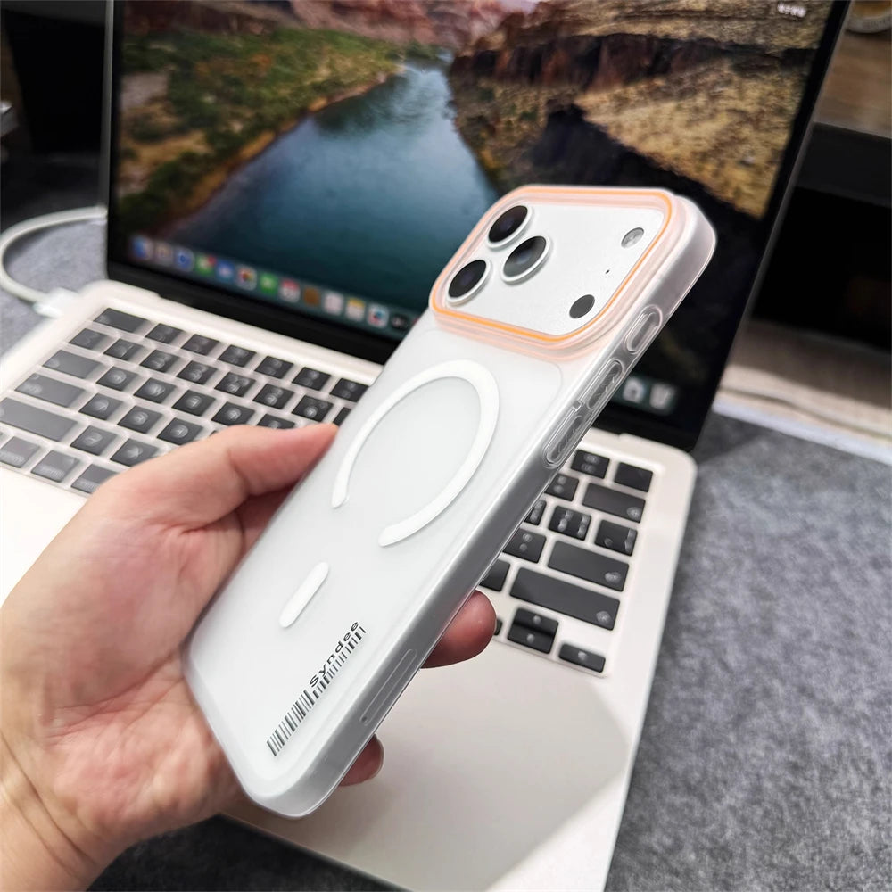 Magnetic Matte Translucent Barcode Slim Hard Case For iPhone 17 Pro Max Air 16 15 14 Plus 13 12 For Magsafe Frosted Cover Shell