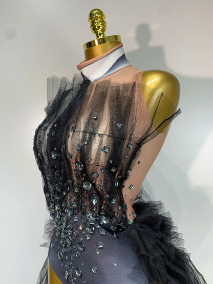 2025 New Black Perspective Bodysuit Women Sexy Singer Dance Stage Performance Costume Evening Party Birthday Photo Shoot Outfit