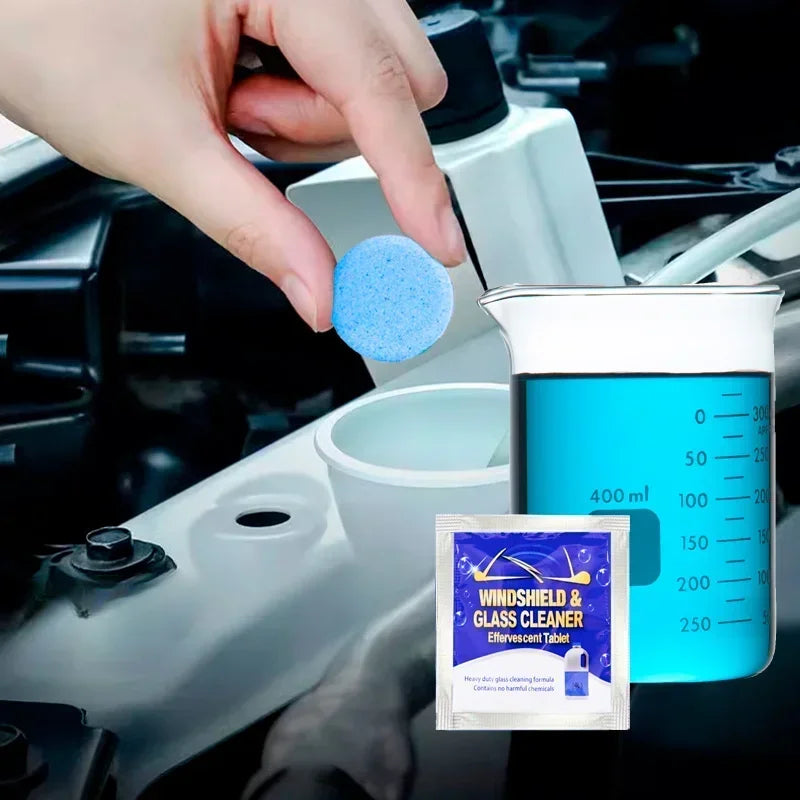 Instant car wiper essence effervescent tablets, 1 piece to 1 bottle, glass sailor case, always available without occupying space