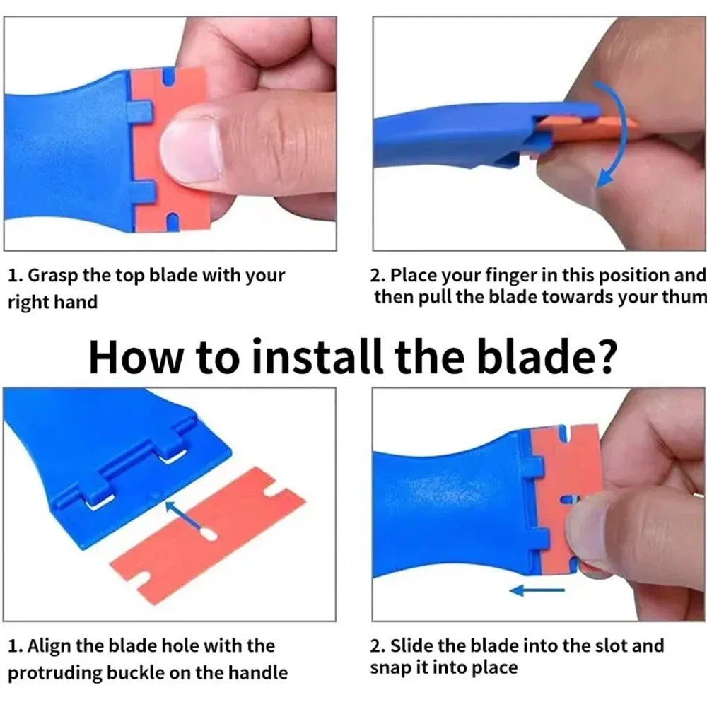 Two Cutting Plastic Razor Blade Scraper Non-Scratch Scraper Tool Kits for Cleaning Labels Glue Car Window Sticky Remover