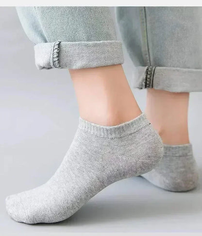 5/10 Pairs Unisex Ankle Socks Solid Color Black White Gray Cotton Deodorant Breathable Running Sports Socks New Spring Summer