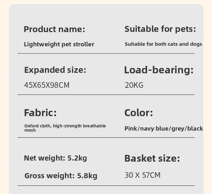 Pet cart Lightweight foldable out Pet cart Small dog cart Separable basket pet carriers and travel gear