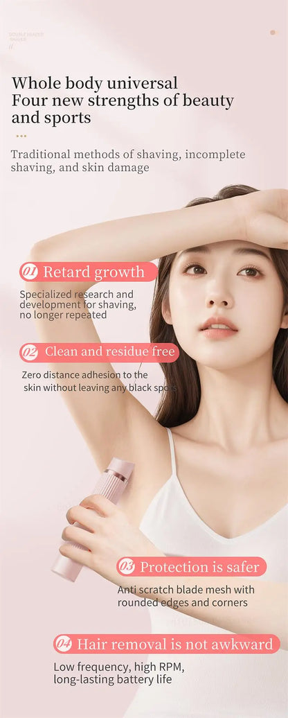 Electric Razor for Women Bikini Underarm Lady Facial Razor Waterproof Double Head Hair Removal Epilator Electric Female Trimmer