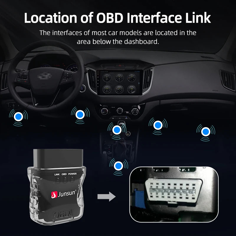 Junsun Auto Scanner Mini ELM327 Bluetooth Adapter OBD2 Car Diagnostic Tool Scanning Tool Android/IOS Car DVD Accessories