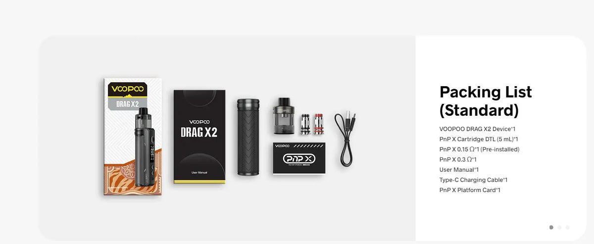 Original VOOPOO Drag X2 Kit 80W DTL Vape fit 18650 Battery 5ML PnP X Pod Cartridge PnP X Coil Electronic Cigarette Vaporizer